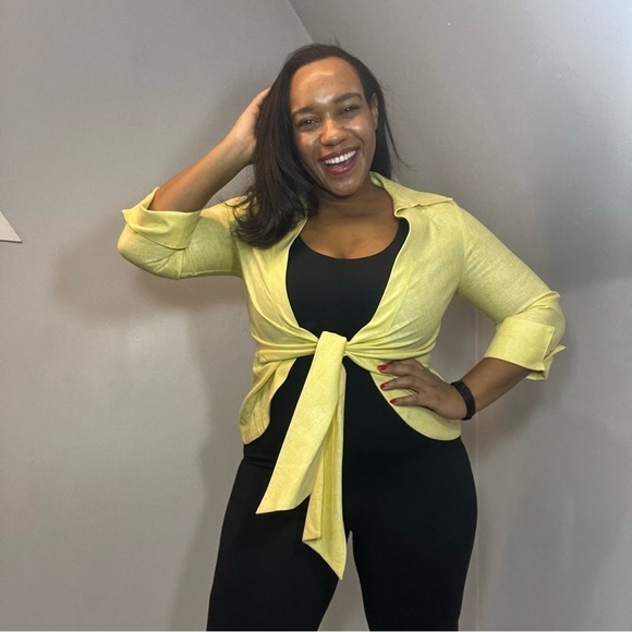 Vintage Butter Yellow Linen Cropped Blazer | Pastel Coastal Chic Retro Jacket - Picture 10 of 14